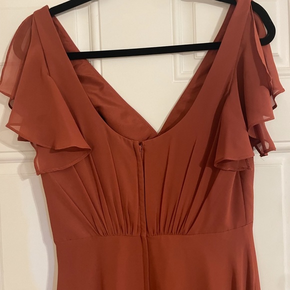 David's Bridal Rust bridesmaid dress 2 - Picture 2 of 2